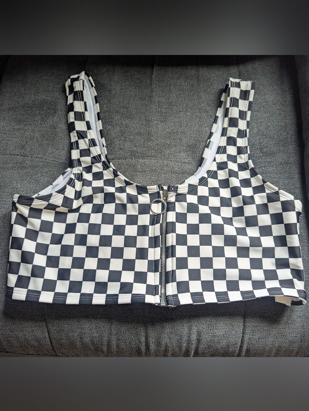 Hot Topic Black and White Checkered Swim Top